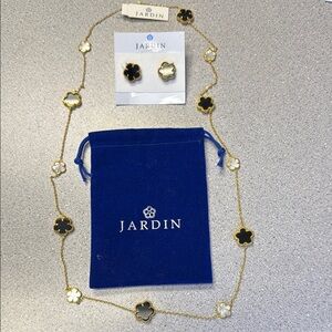 Luxury Black & White Clover Jewelry Set